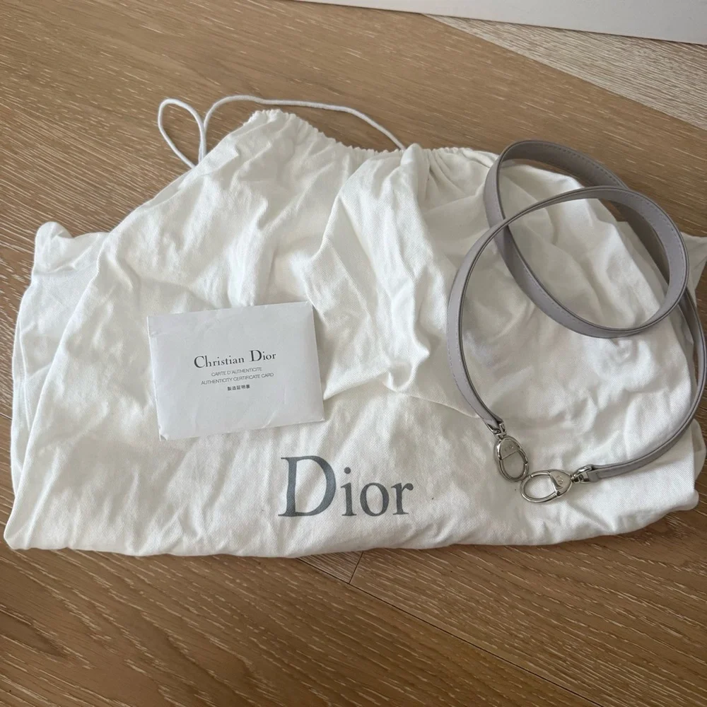 Lady Dior Medium Cannage Lambskin Gray Silver Hardware Vintage Authentic